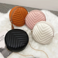 Round Leather Crossbody Bag with Tassel