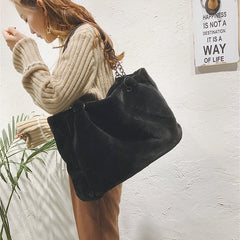 Faux Fur Tote Handbag Winter Shopper Ladies Shoulder Bag Plush Female Top Handle