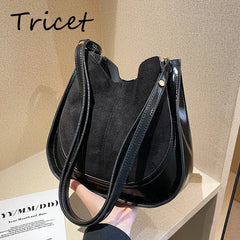 Vintage Patchwork Faux Suede Shoulder Bag