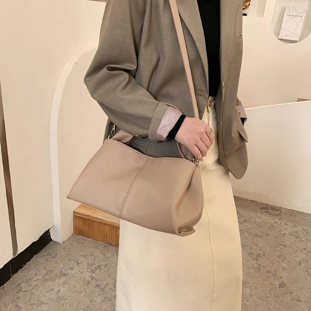 Fold Shoulder Bag Pleated Women's Handbags Soft PU Crossbody Bags