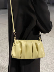 Fold Women's Bag Pu Leather Solid Underarm Shoulder Bags Handbag Female Tote