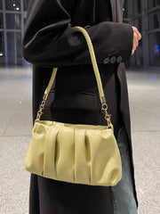 Fold Women's Bag Pu Leather Solid Underarm Shoulder Bags Handbag Female Tote