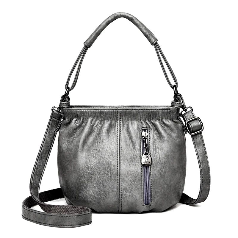 High Leather Shoulder Bag for Women Casual Ladies Small Crossbody
