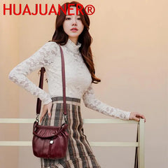 High Leather Shoulder Bag for Women Casual Ladies Small Crossbody