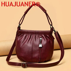 High Leather Shoulder Bag for Women Casual Ladies Small Crossbody