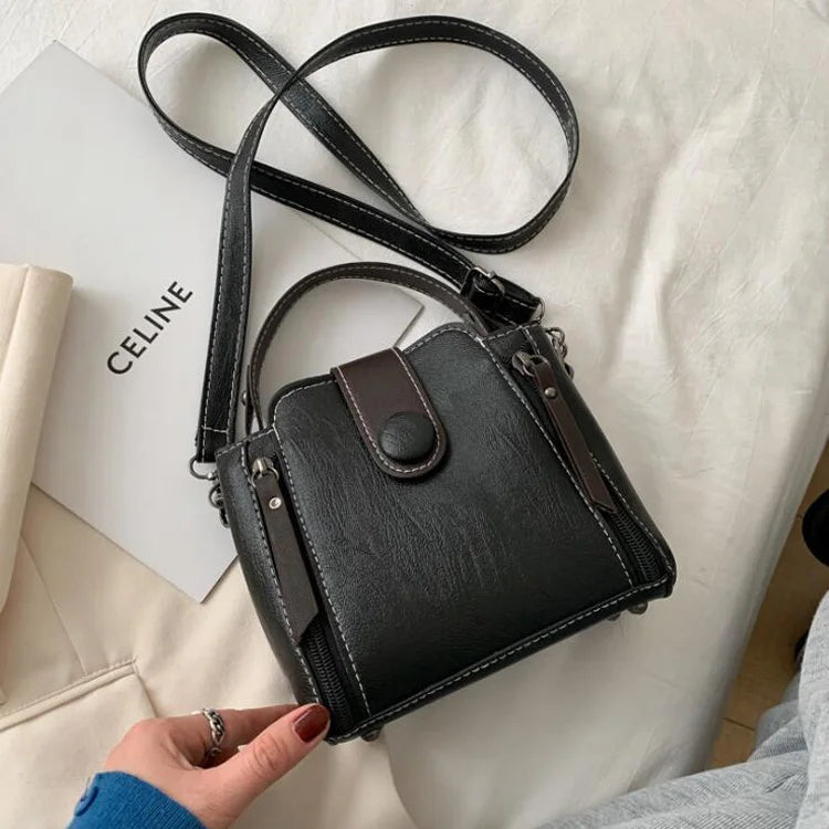 Women's Shoulder Bag Solid PU Leather Bucket Bag