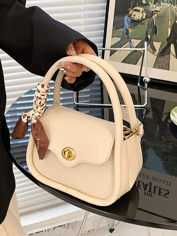 Women's PU Leather Crossbody Shoulder Bag Solid Color Top-Handle Tote