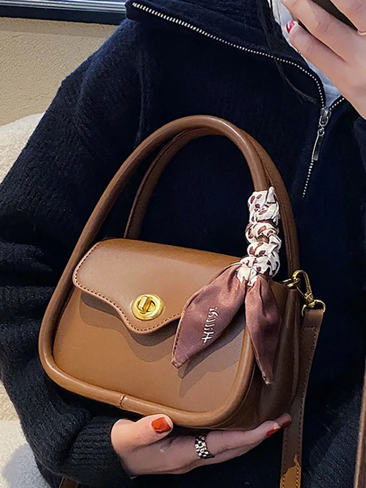 Women's PU Leather Crossbody Shoulder Bag Solid Color Top-Handle Tote