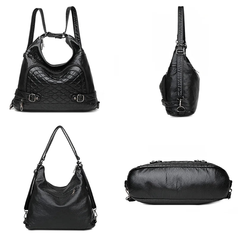 Soft Leather Crossbody Tote Bag for Women