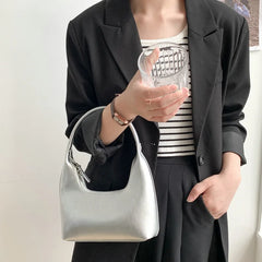 Small Hobo Shoulder Bag Glossy PU Leather Purse Lady Casual Travel Clutch