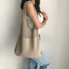 Large Capacity Woven Shoulder Bags for Women