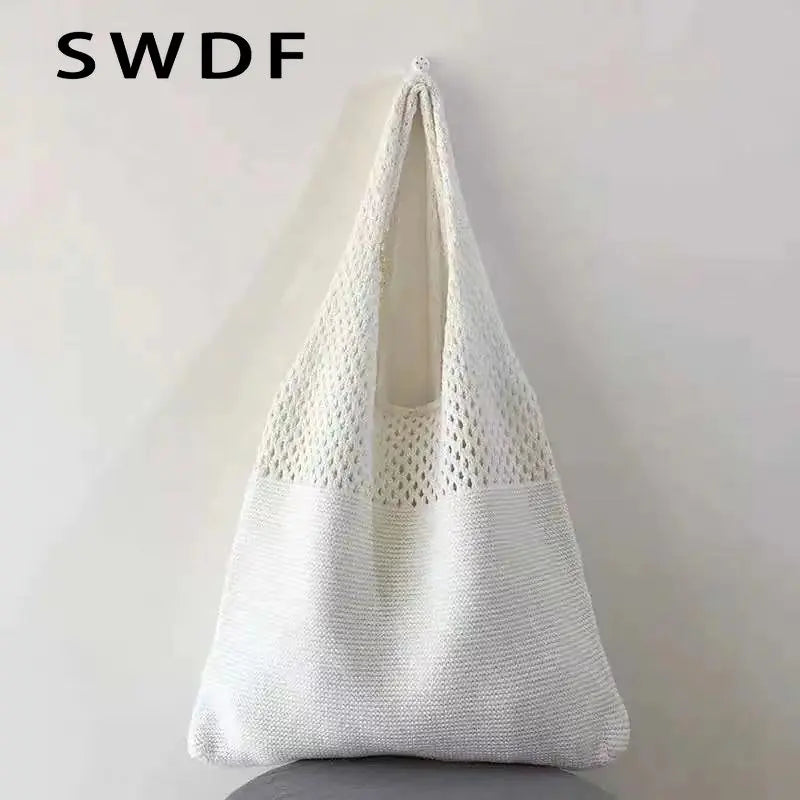 Large Capacity Knitted Handbags Women's Tote Beach Bag