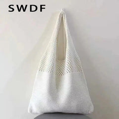 Large Capacity Knitted Handbags Women's Tote Beach Bag