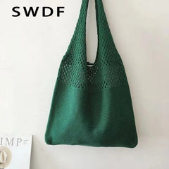 Large Capacity Knitted Handbags Women's Tote Beach Bag