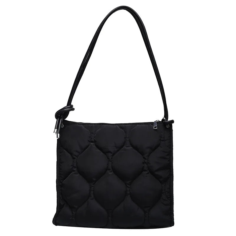 High Nylon Shoulder Bag Women's Tote - Large Capacity Solid Padded Purse