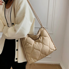 High Nylon Shoulder Bag Women's Tote - Large Capacity Solid Padded Purse