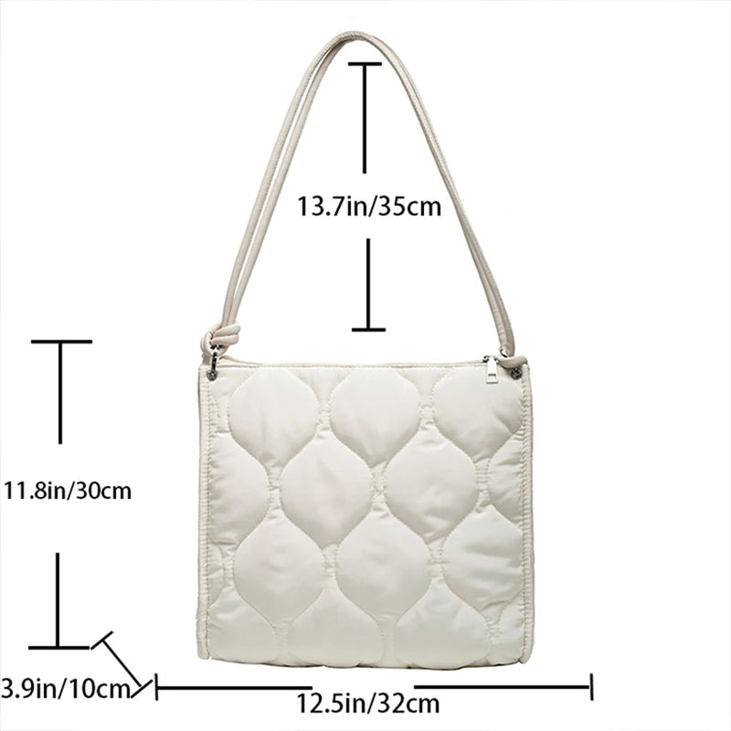 High Nylon Shoulder Bag Women's Tote - Large Capacity Solid Padded Purse