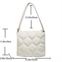 High Nylon Shoulder Bag Women's Tote - Large Capacity Solid Padded Purse