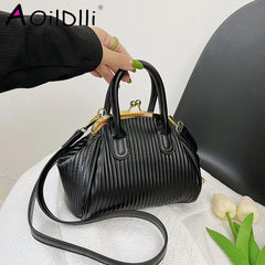 Lattice Shoulder Bag Women Clutch Crossbody Pleated Handbag Handle Bag
