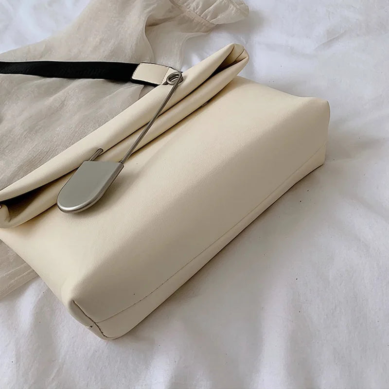 Leather Women Handbags Wide Strap Female Shoulder Crossbody Bags Casual Winter B