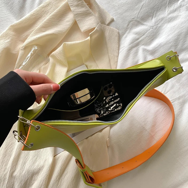 Solid Triangle PU Leather Shoulder Bag for Women Crossbody Bag