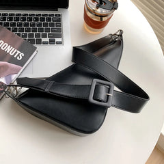 Solid Triangle PU Leather Shoulder Bag for Women Crossbody Bag
