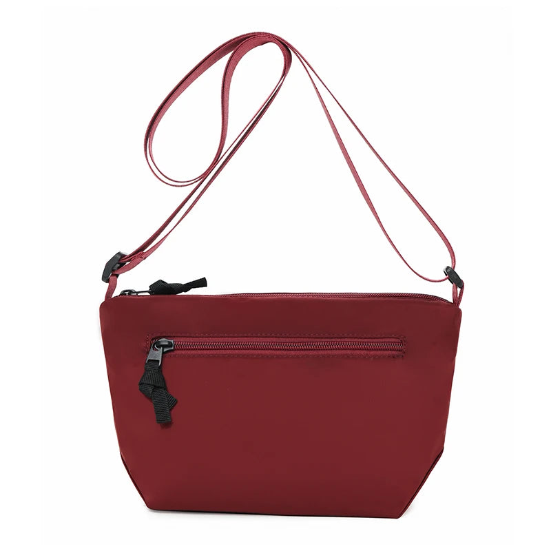 Peony Embroidered Mini Crossbody Bag for Women Nylon Messenger Handbag