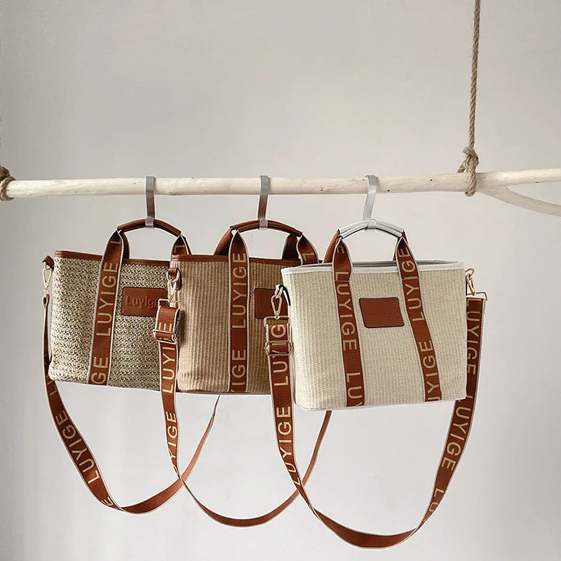 Straw Crossbody Shoulder Bag Hand Woven Summer Handbags Casual Beach Tote