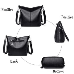 Lady PU Leather Shoulder Bag Large Capacity Messenger Bag