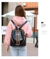 Red Stripe Laptop Backpack for Women