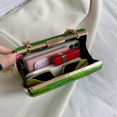 Golden Silver Evening Clutch Wedding Purse Diamond Chain Crossbody Bag