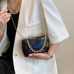 Golden Silver Evening Clutch Wedding Purse Diamond Chain Crossbody Bag