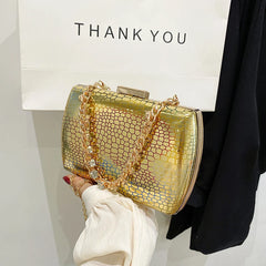 Golden Silver Evening Clutch Wedding Purse Diamond Chain Crossbody Bag