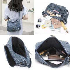 Women's Multi-Pocket Crossbody Bag Soft Leather Purse Handbag