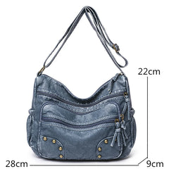 Women's Multi-Pocket Crossbody Bag Soft Leather Purse Handbag