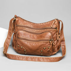 Women's Multi-Pocket Crossbody Bag Soft Leather Purse Handbag