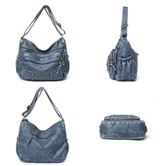 Women's Multi-Pocket Crossbody Bag Soft Leather Purse Handbag