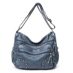 Women's Multi-Pocket Crossbody Bag Soft Leather Purse Handbag