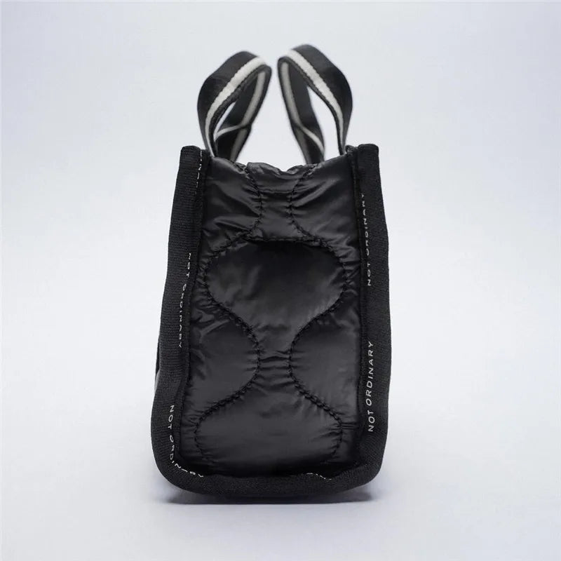 Nylon Padded Handbags Woman Down Cotton Filled Shoulder Bag Women Mini Quilted C