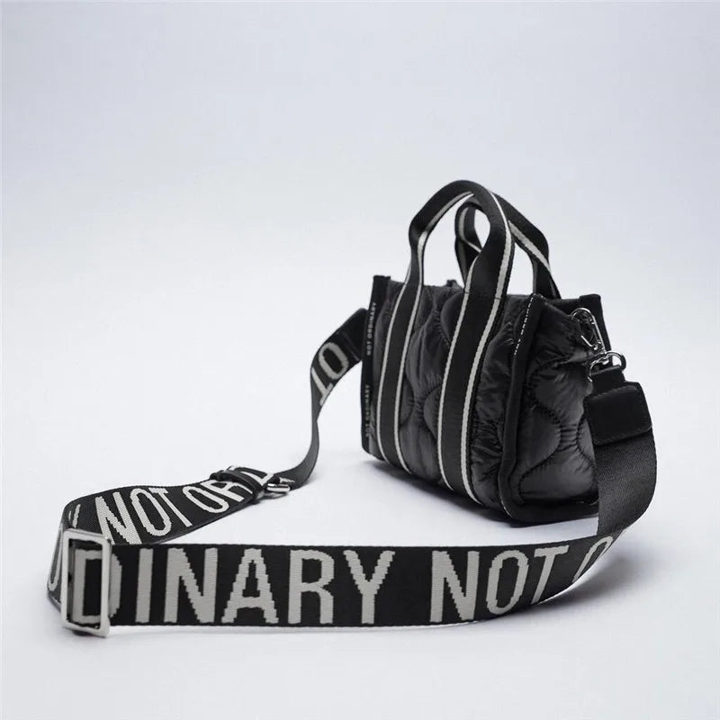 Nylon Padded Handbags Woman Down Cotton Filled Shoulder Bag Women Mini Quilted C