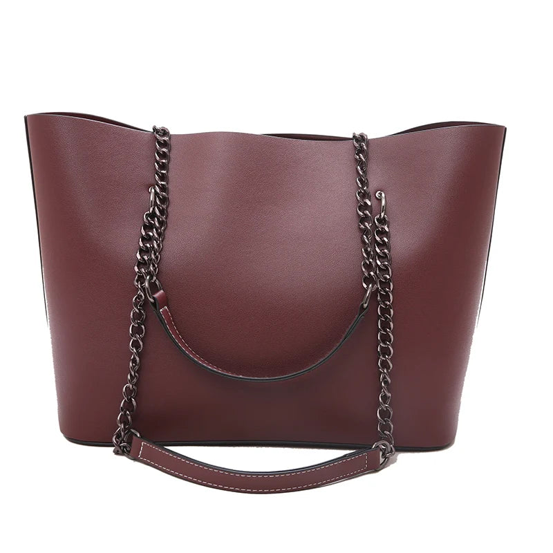 PU Leather Shoulder Bag For Women Chain High Capacity Handbags