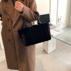 Faux Fur Plaid Shoulder Bag for Women
