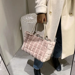 Faux Fur Plaid Shoulder Bag for Women