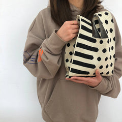 Polka Dot Knitting Shoulder Bag Clutch Purse Handbags Summer Beach Female Tote