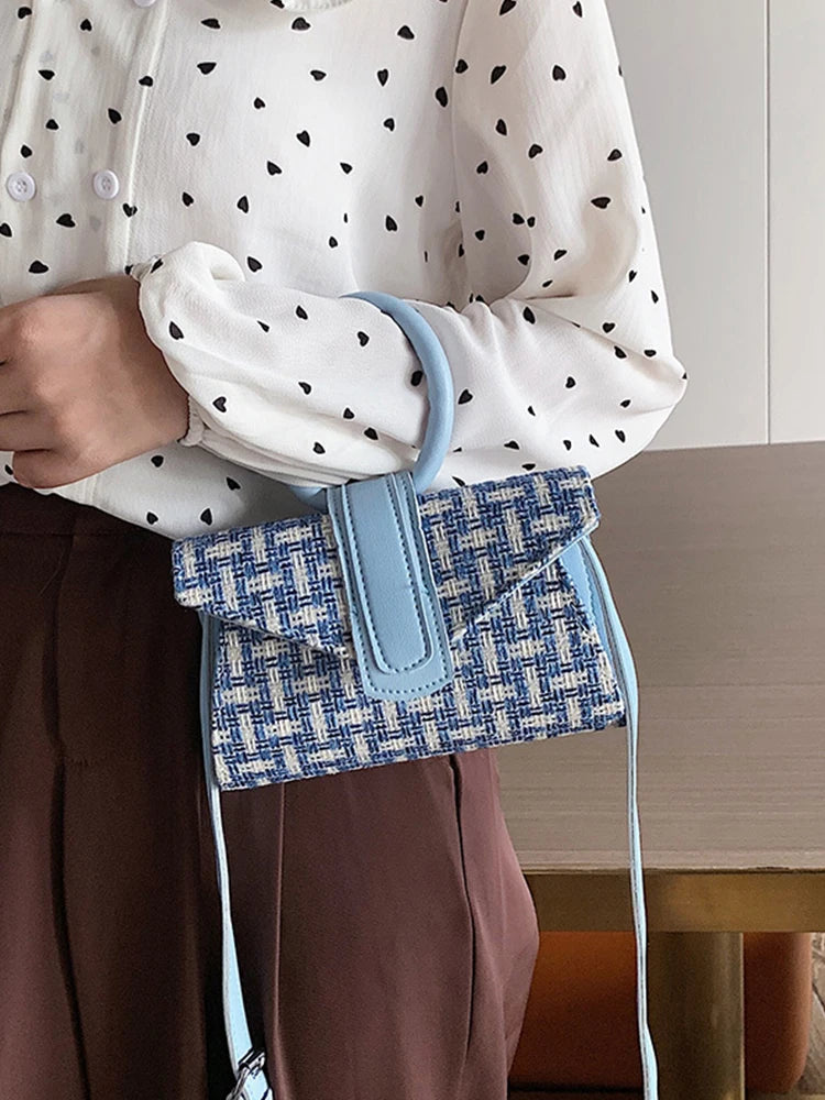 PU Contrast Handbag Woman Leather Shoulder Crossbody Bags Lady Braided Mini Wome