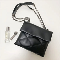 Quilted Chain Leather Shoulder Bags For Women Handbags Lady Purses