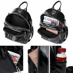 Rivet Leather Women Backpacks Solid Female Shoulder Bags School Bookbags