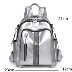 Rivet Leather Women Backpacks Solid Female Shoulder Bags School Bookbags