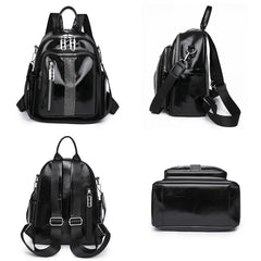 Rivet Leather Women Backpacks Solid Female Shoulder Bags School Bookbags