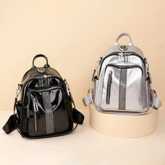 Rivet Leather Women Backpacks Solid Female Shoulder Bags School Bookbags